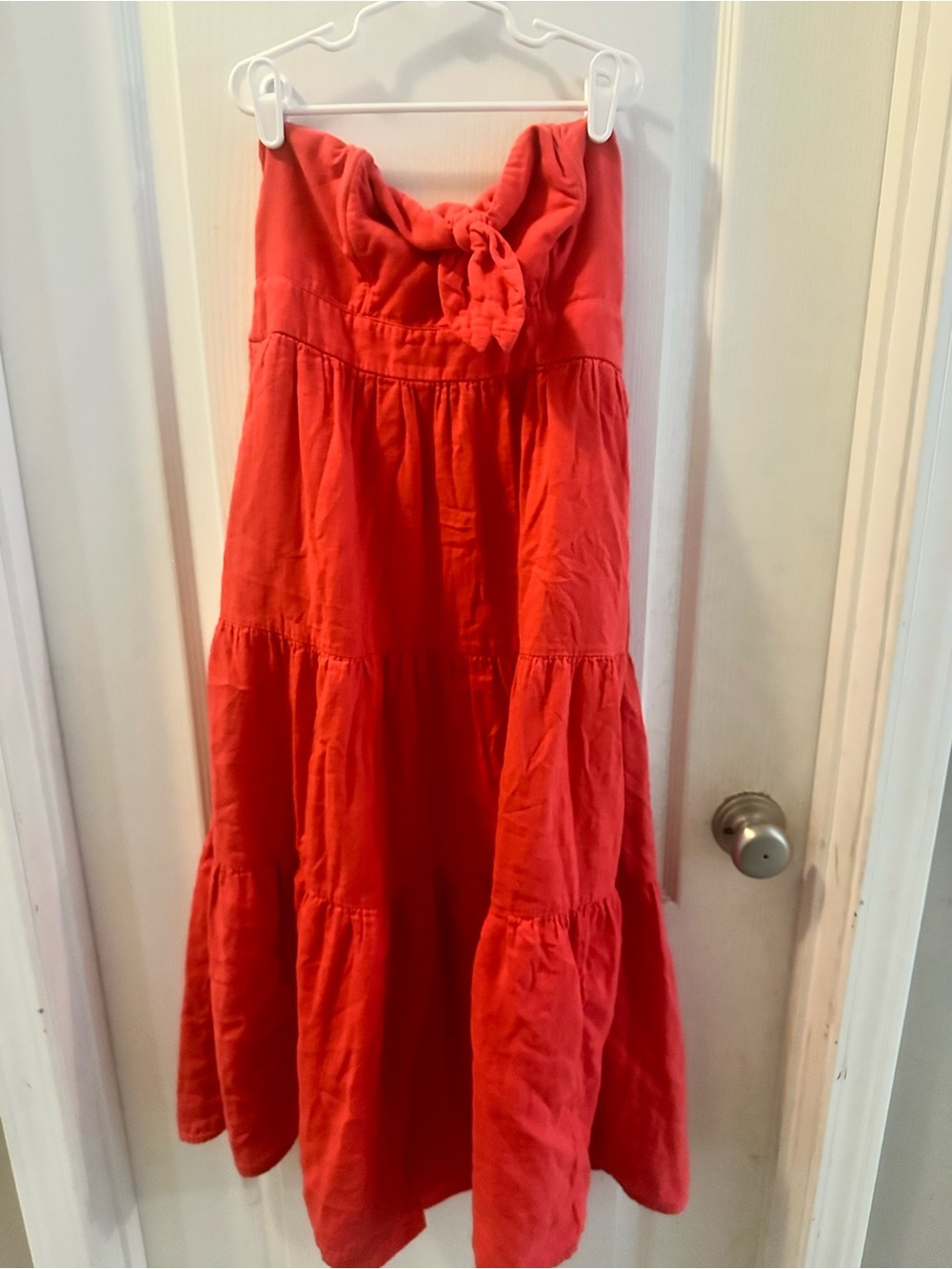 Universal Thread Coral Tiered Strapless Dress with Front Knot